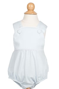 Benton bubble children’s playwear shown in light blue colorway
